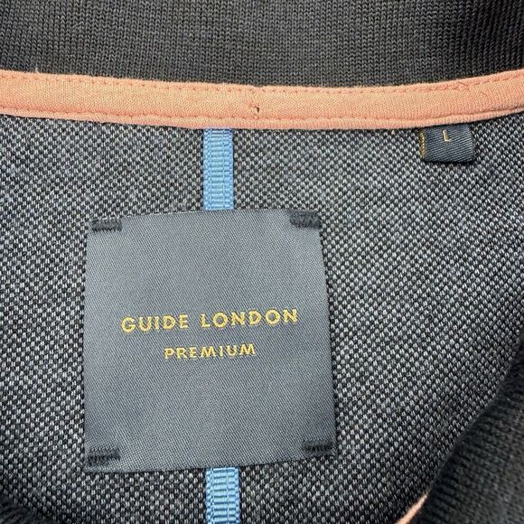 Guide London Polo Shirt Size Large Blue Hidden Skull Print Smart Polo Golf - Picture 4 of 11